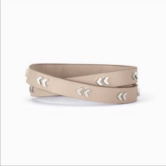 Stella & Dot Jewelry - BNIB! Chevron Leather Wrap Bracelet - silver